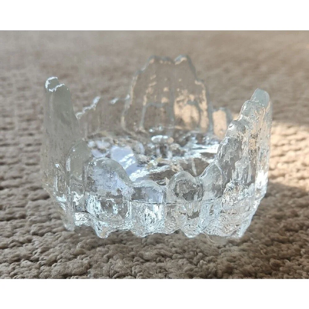 Vintage LE Smith Drama Light Tripod Crystal 2 In 1 Candle Holder Glacier Ice